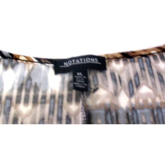 Notations blouse. Animal Print scoop neck with Fringes, Short sleeve XL - Picture 9 of 9